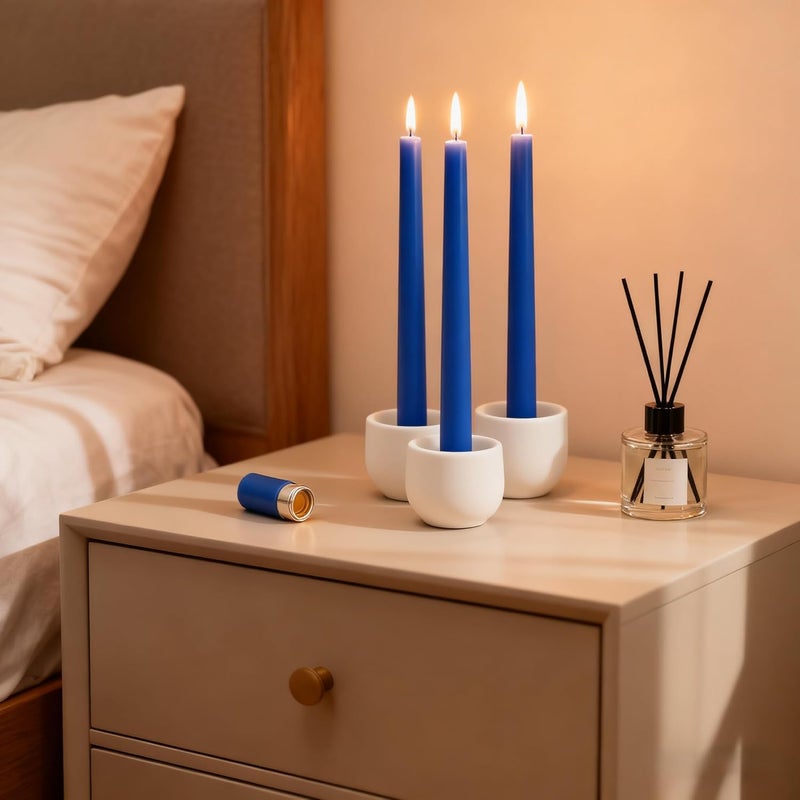 Sihuida 12-Pack Royal-Blue Taper Candles, 10 Inch Unscented Dripless Candlesticks, Long-Lasting Burn Time of 7-8 Hours, Perfect for Home Décor Dinner Party Meditation - Image 4
